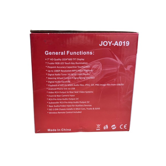 JoyBring JOY A019 7" HD Car Multimedia Player Touchscreen Bluetooth FM AUX MP4 - Picture 3 of 14
